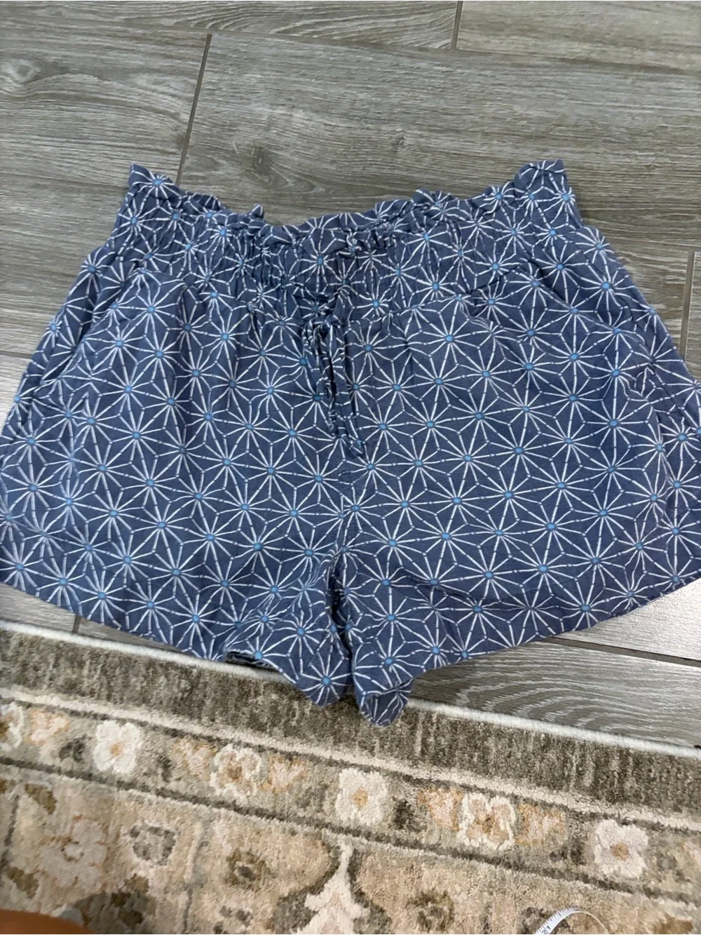 a new day Navy Blue Floral Geometric Drawstring Shorts